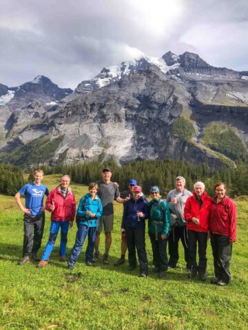 A group of hikers in the Alps.