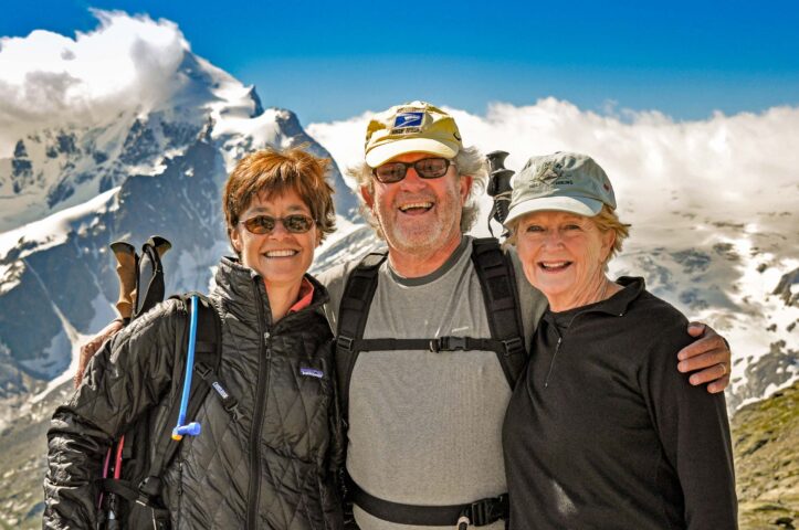 Three happy hikers.