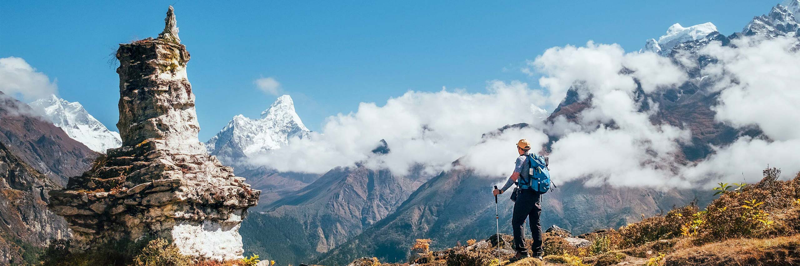 A hiker on a mountain.