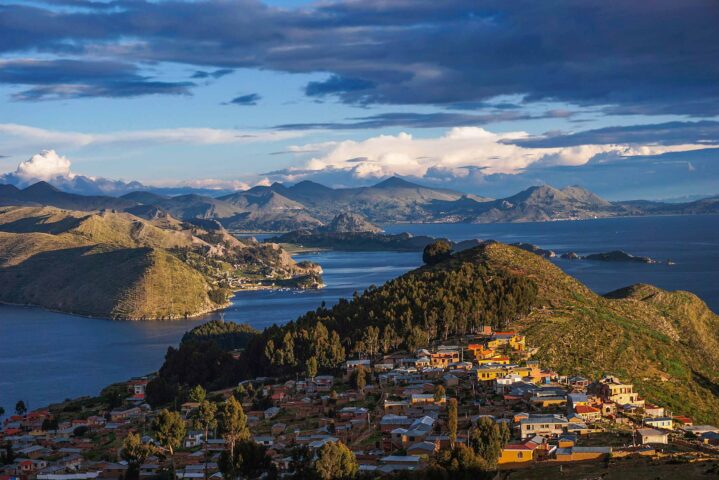 An aerial view of Isla del Sol.