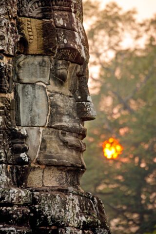 A wall sculpture in Cambodia.