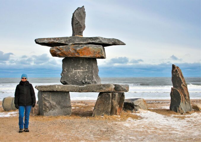 A tourist at a beach in canada.