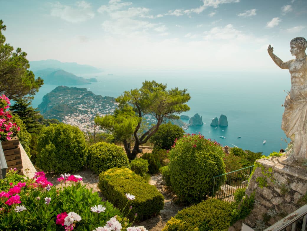 Panorama of Capri Island from Mount Solaro, Italy