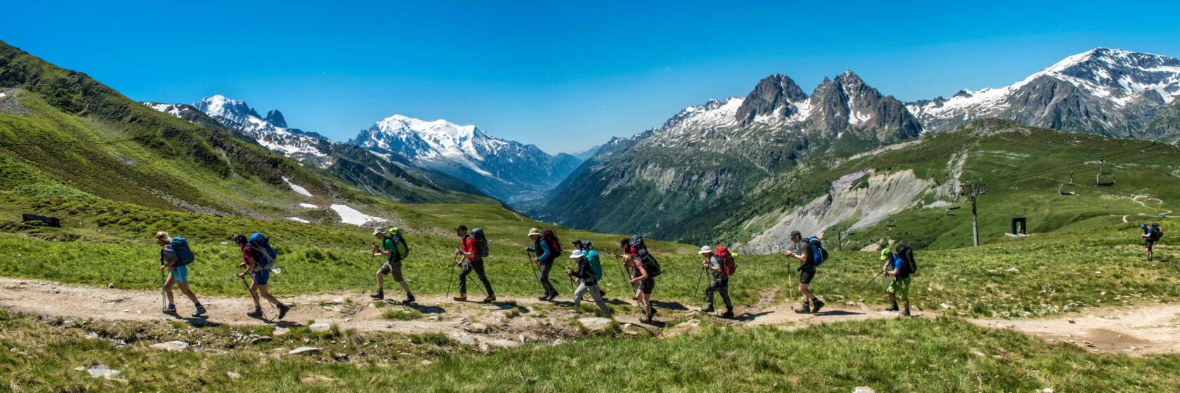 A group of people hiking.