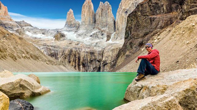 A woman resting at Las Torres.