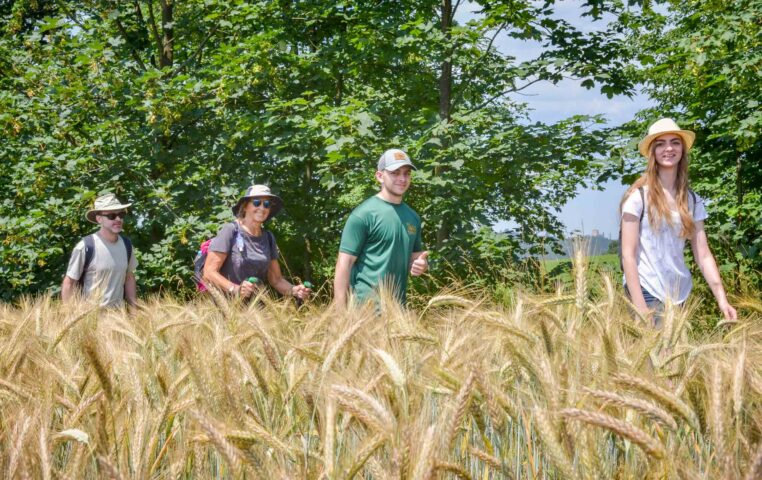 Hikers in on a trail in Czech Republic.