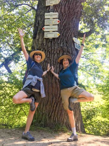 Two hikers posing.