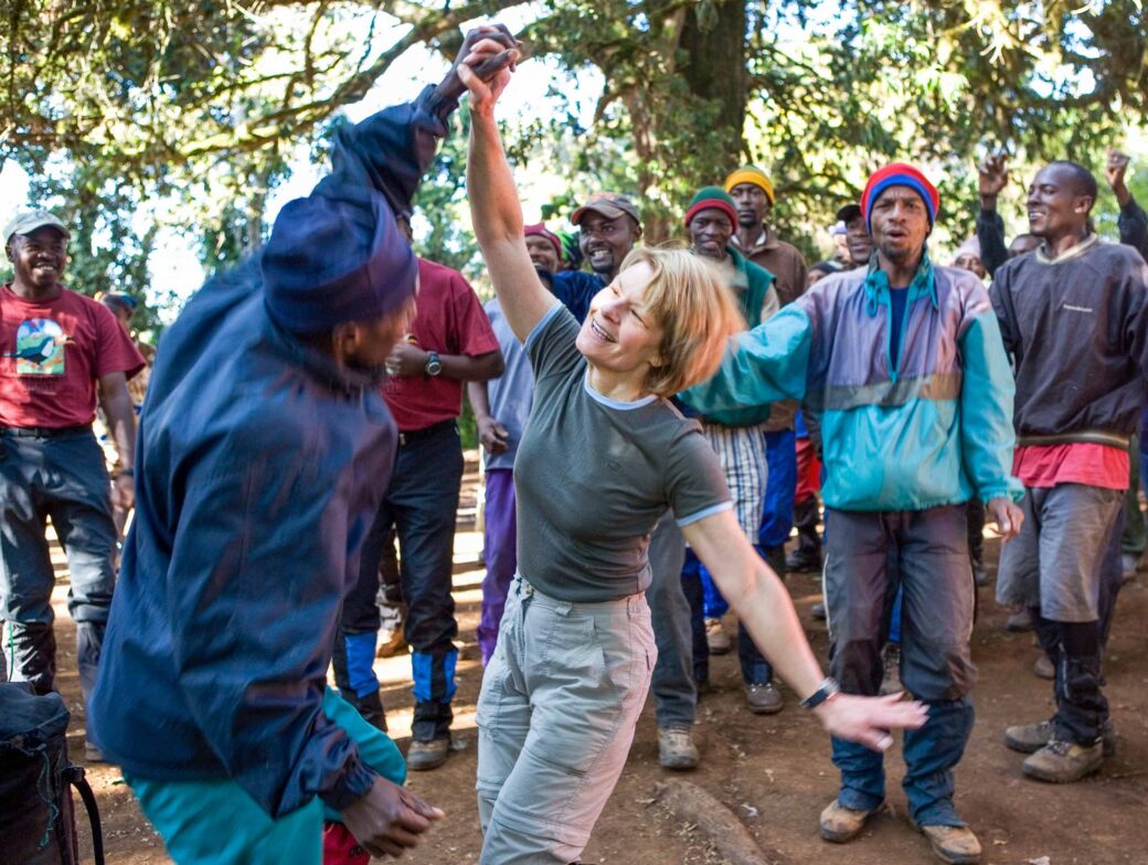 A woman dancing.