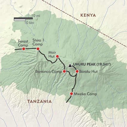 Lemosho route map.