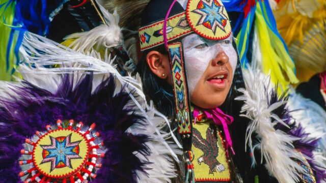 A Native American in Blackfeet Indian Reservation, Browning, Montana.