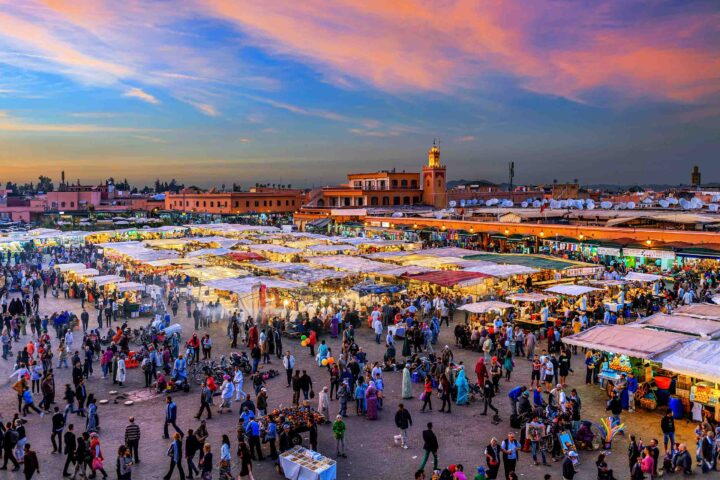 Djemaa El Fna square in Morocco.