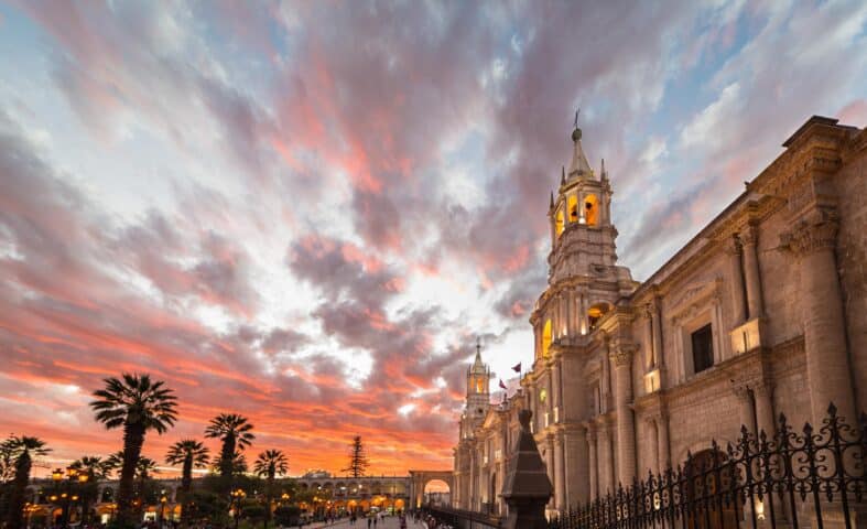 Arequipa, Peru at sunset.