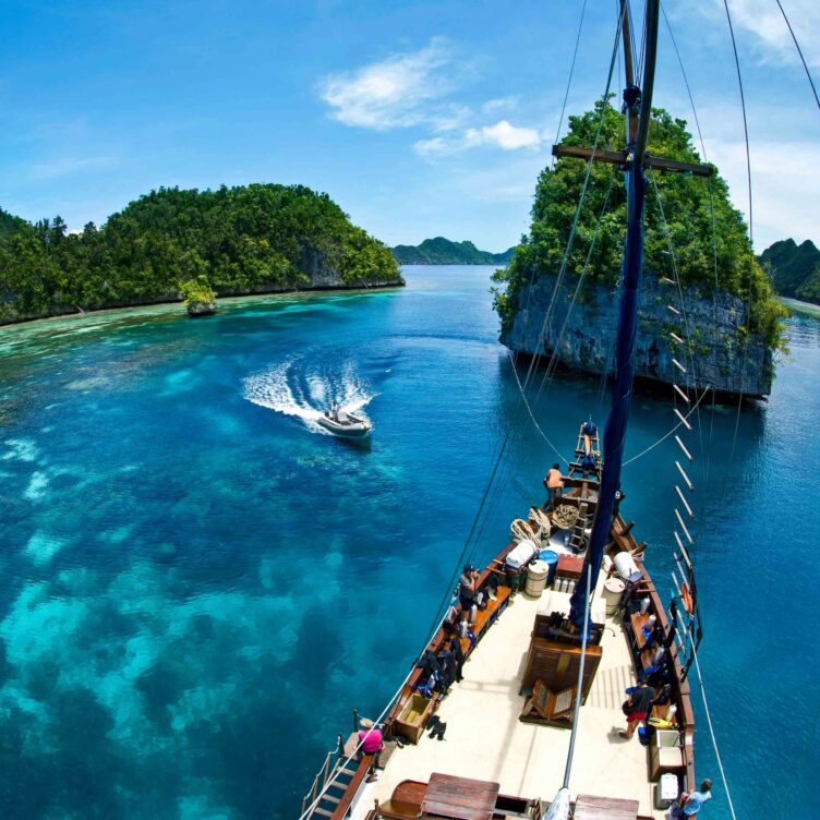 A sailboat at Raja Ampat.