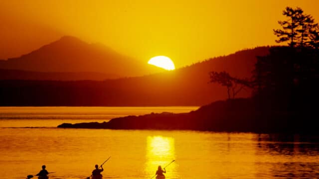 A sunrise overlooking the San Juan Islands.