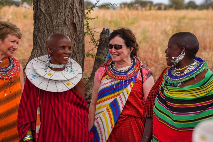 Women in Tanzania wearing traditional clothing.