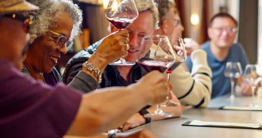 Friends Raising Wine Glasses for a Toast