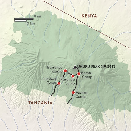 Umbwe route map.